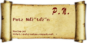 Petz Nátán névjegykártya